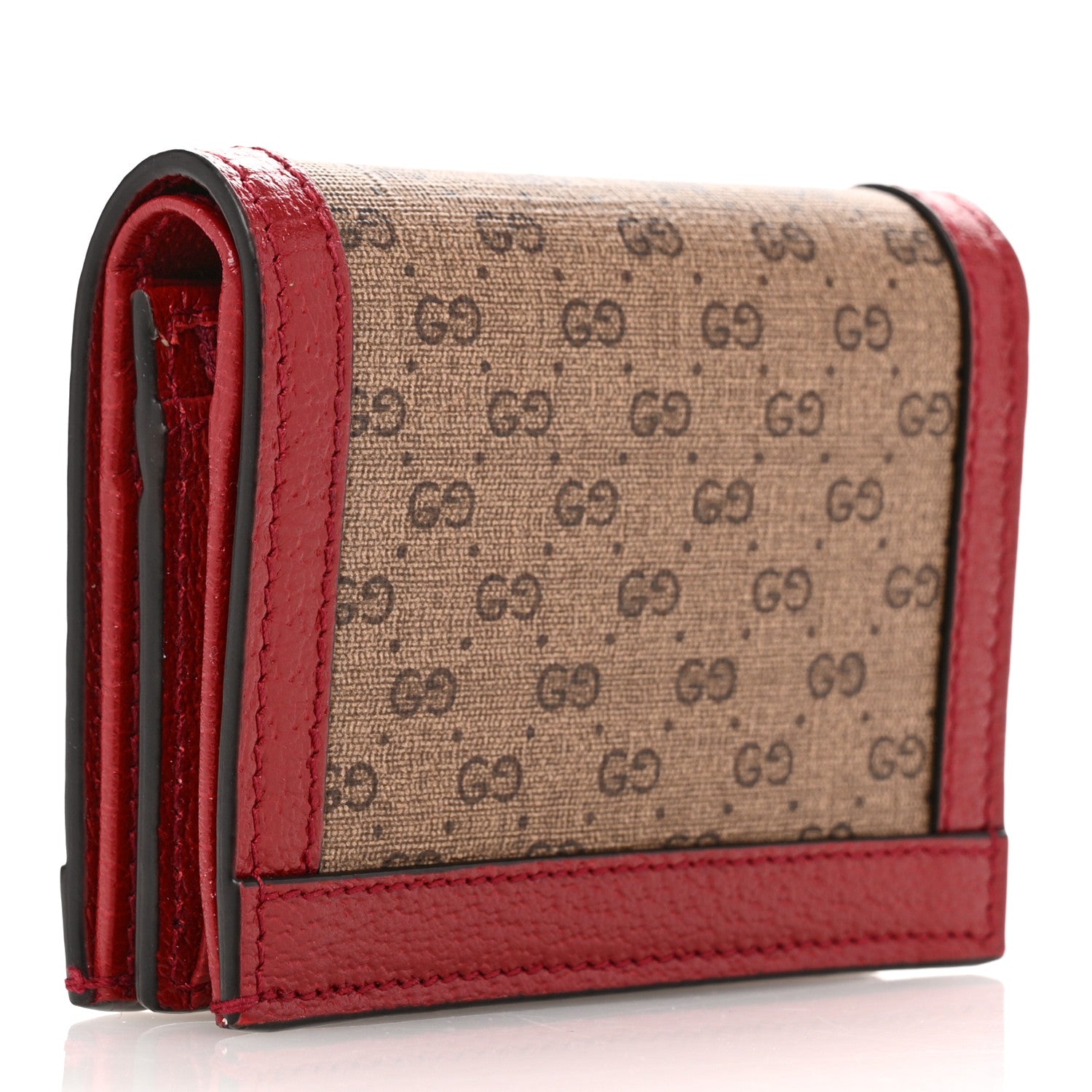 Gucci X DORAEMON Mini Vintage GG Supreme Monogram Card Case Wallet Beige Cherry Red 3 of 8