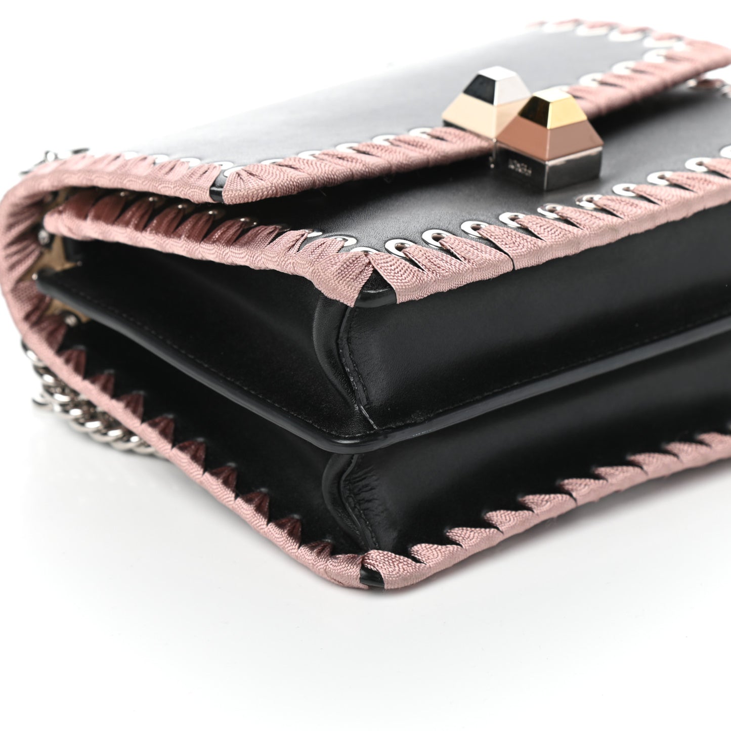 Calfskin Lace Up Small Kan I Shoulder Bag Black