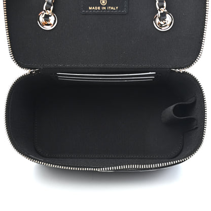 Chanel Lambskin Camellia Embossed Small Vanity Case With Chain Black 5 of 9