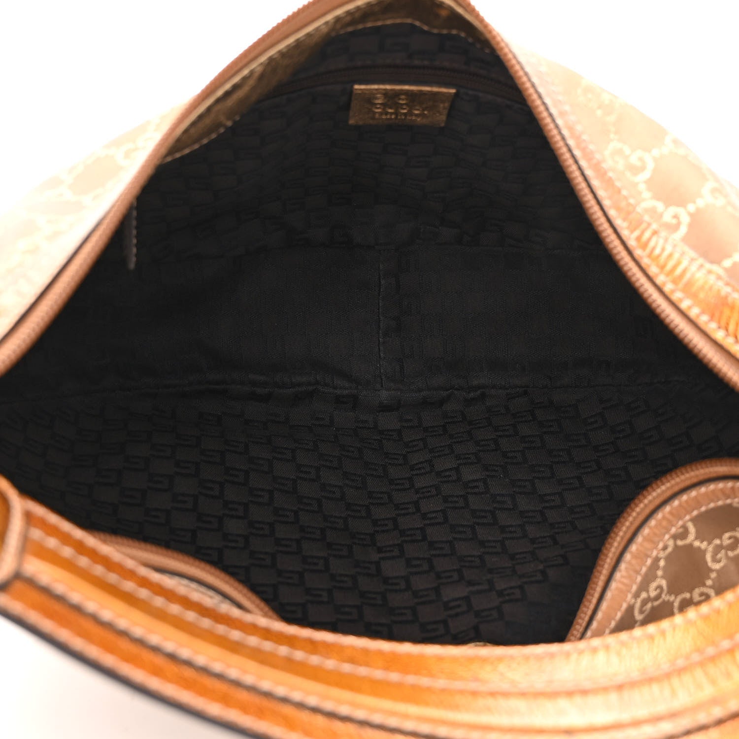 Gucci Satin Monogram Half Moon Hobo Bronze 5 of 10