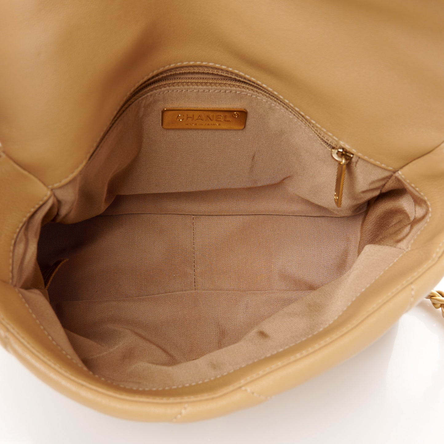 Lambskin Quilted Medium Chanel 19 Flap Beige