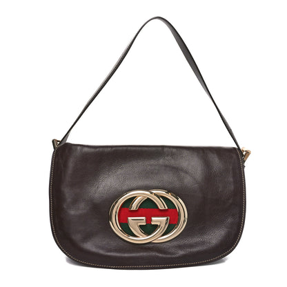 Gucci Calfskin Web Small Britt Shoulder Bag Brown 1 of 10