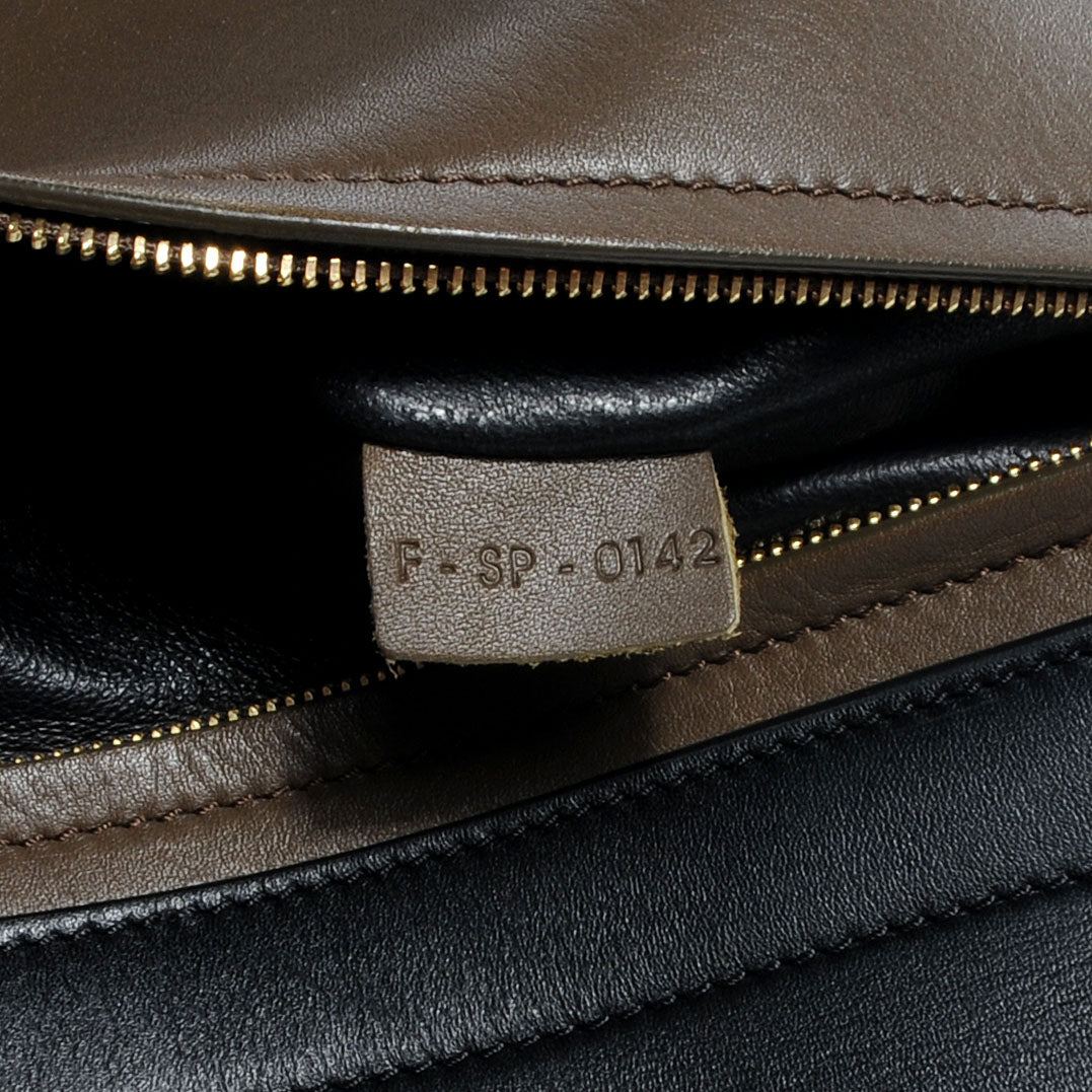 Calfskin and Suede Large Tri-Color Trapeze Black Brown Beige