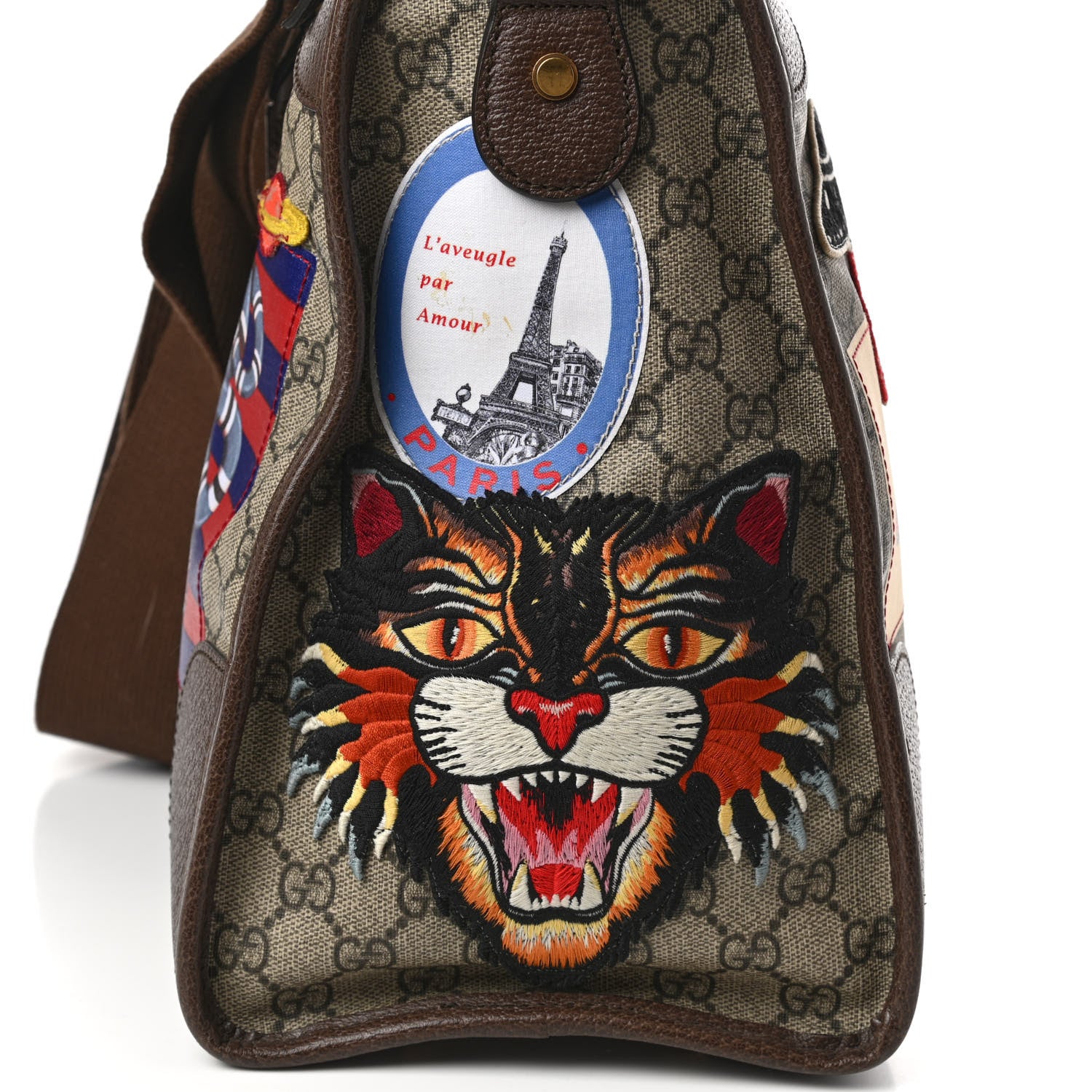 Gucci Soft GG Supreme Monogram Courrier Medium Duffle Bag Beige New Acero Multicolor 10 of 10