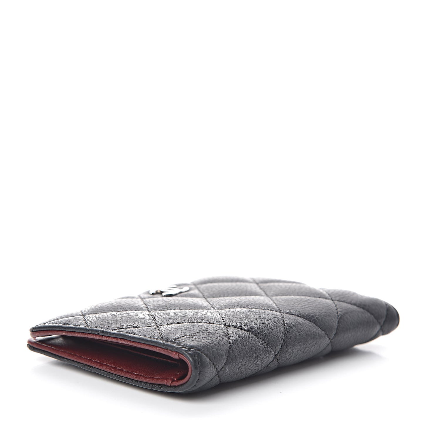 Caviar Quilted Flap Card Holder Black