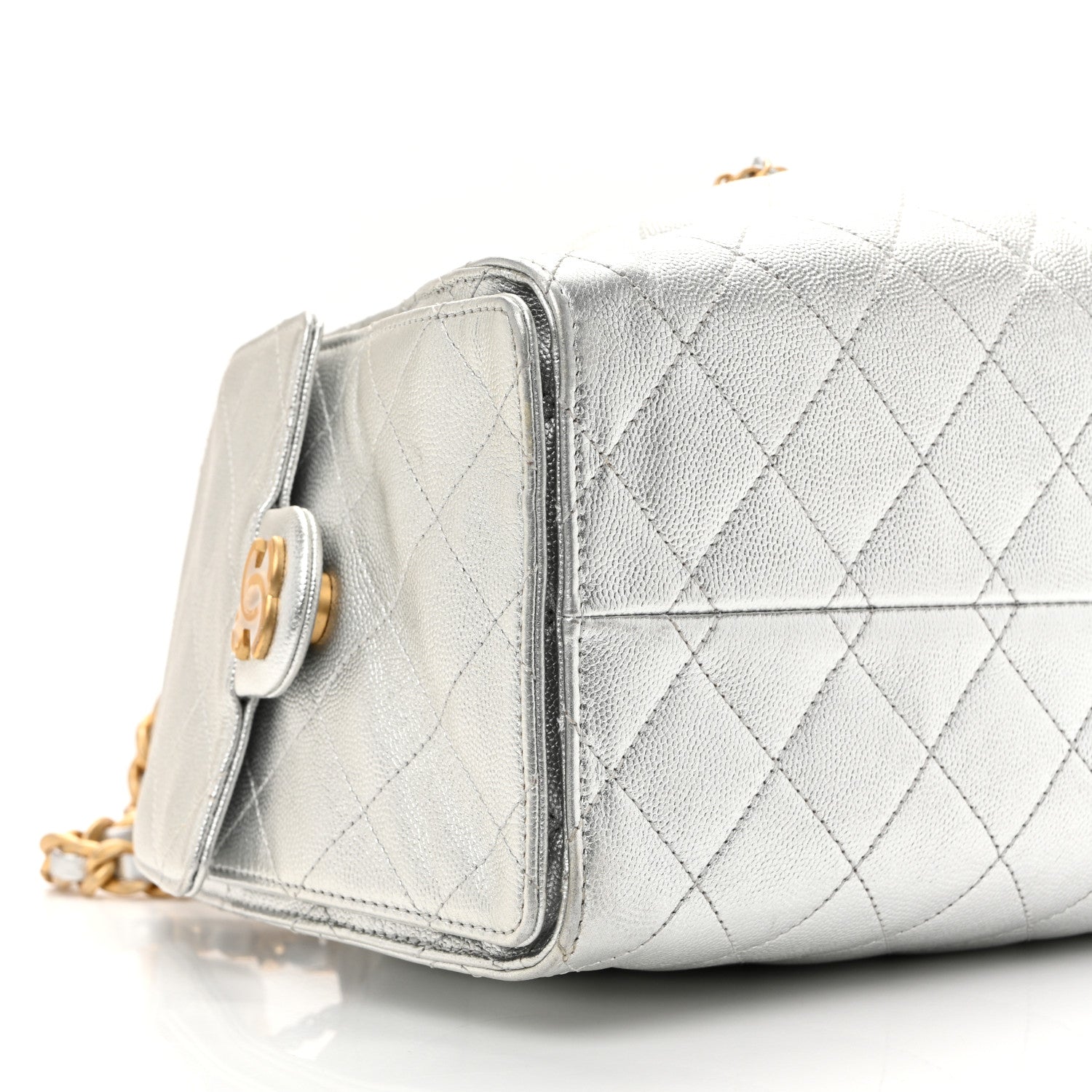 Chanel Metallic Caviar Quilted Small Chanel 25 Handbag Silver 9 of 14