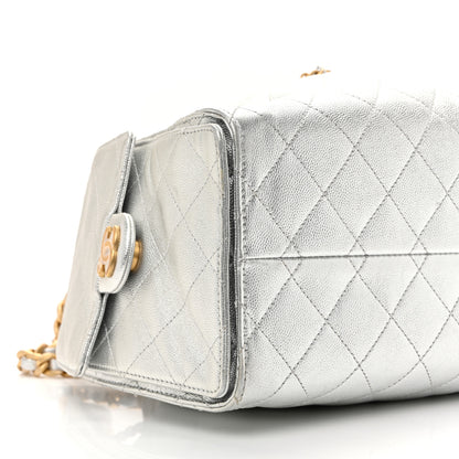 Chanel Metallic Caviar Quilted Small Chanel 25 Handbag Silver 9 of 14