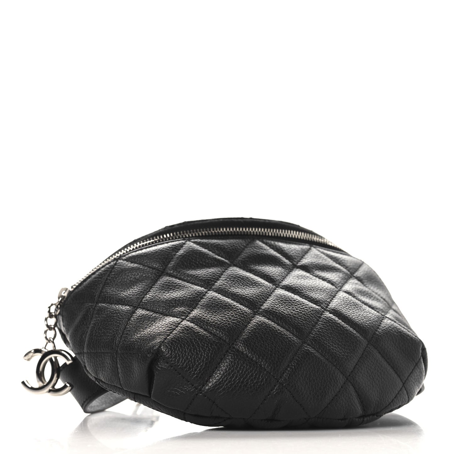 Grained Calfskin Quilted Waist Belt Bag Black
