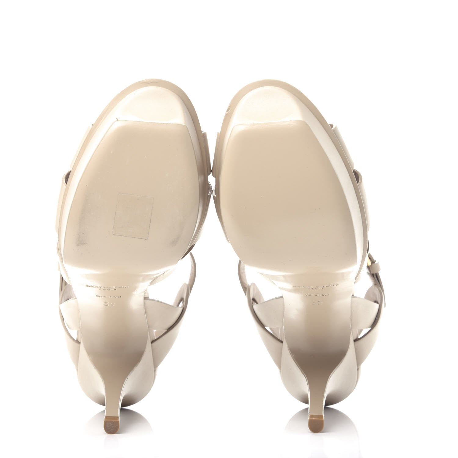Saint Laurent Calfskin Tribute 75 Platform Sandals 39 Nude Powder 6 of 11