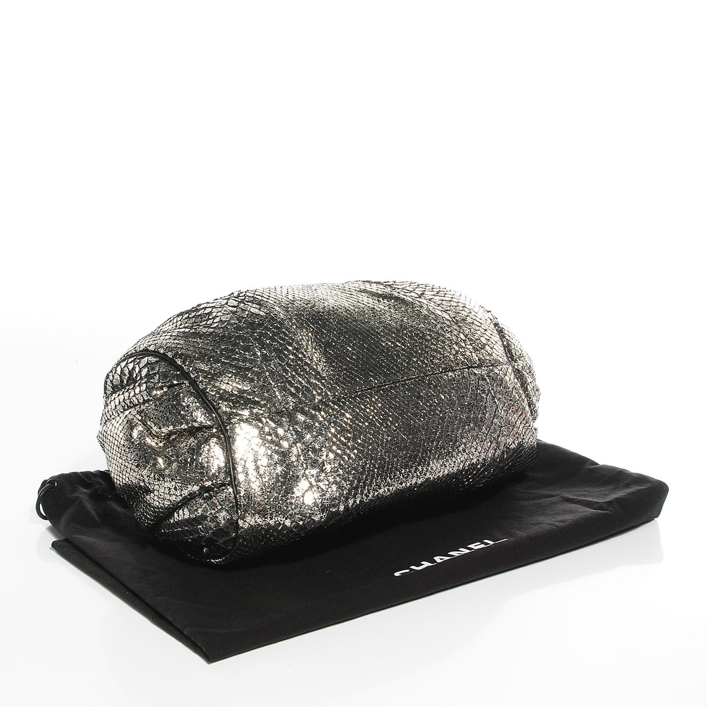 Metallic Python Midnight Stones Clutch Silver