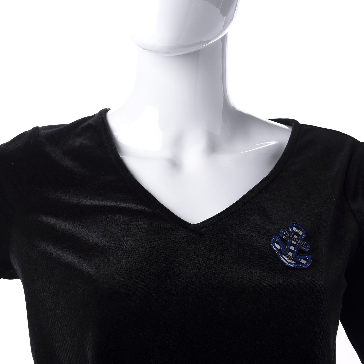 Resin Pearl Anchor CC Brooch Black Blue