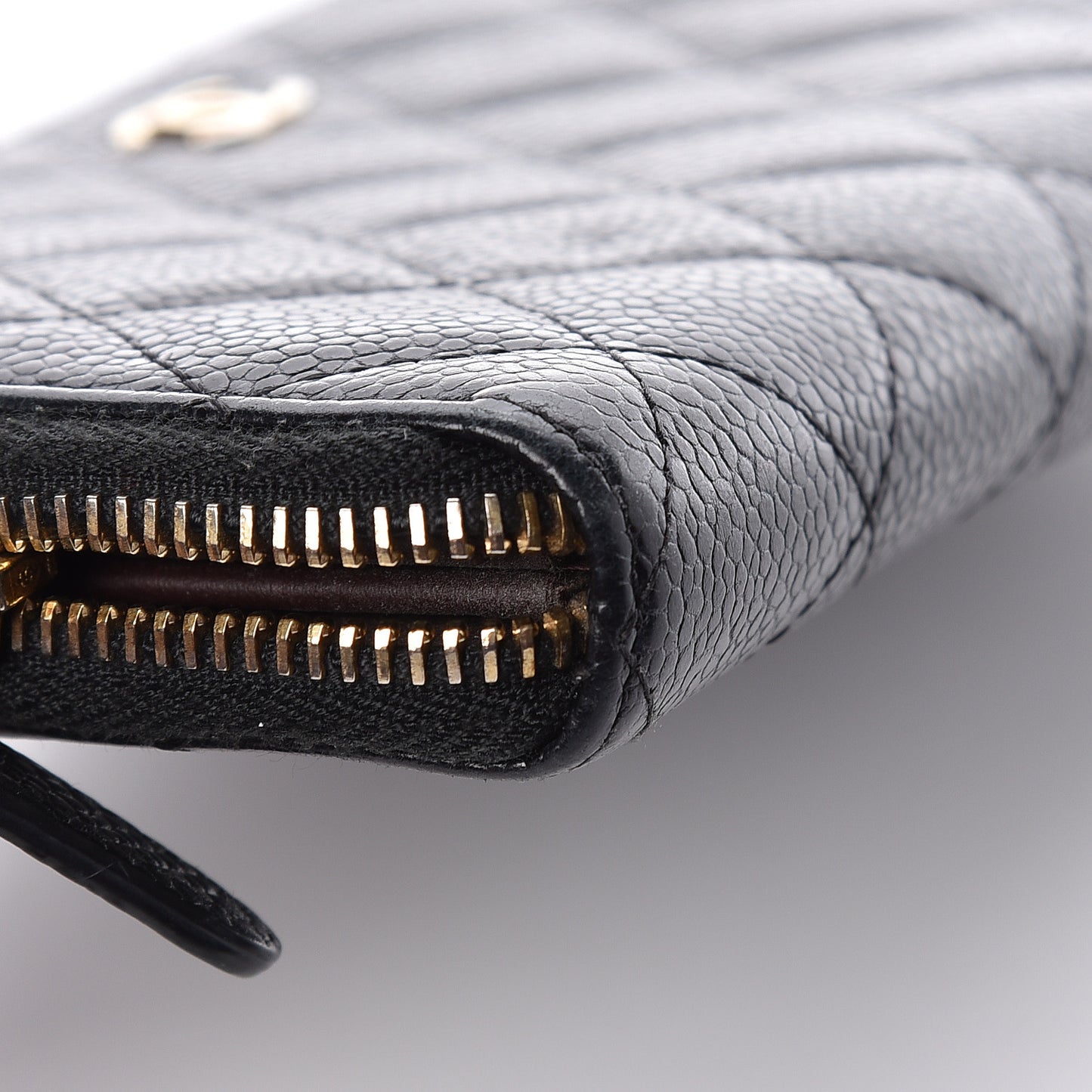 Caviar Quilted Large Gusset Zip Around Wallet Black