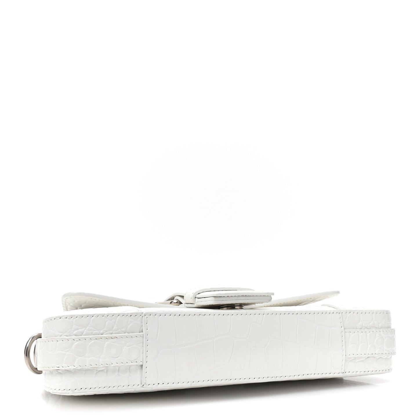 Calfskin Crocodile Embossed Small Lindsay Shoulder Bag Optic White