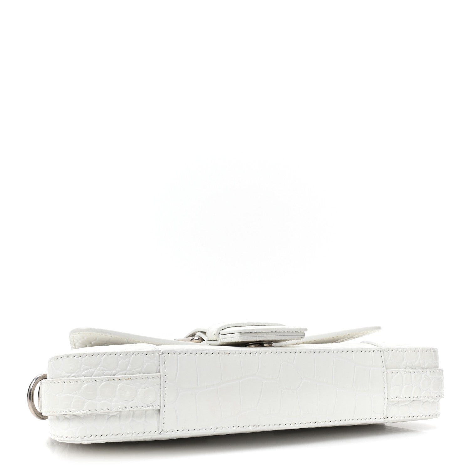 Balenciaga Calfskin Crocodile Embossed Small Lindsay Shoulder Bag Optic White 4 of 11