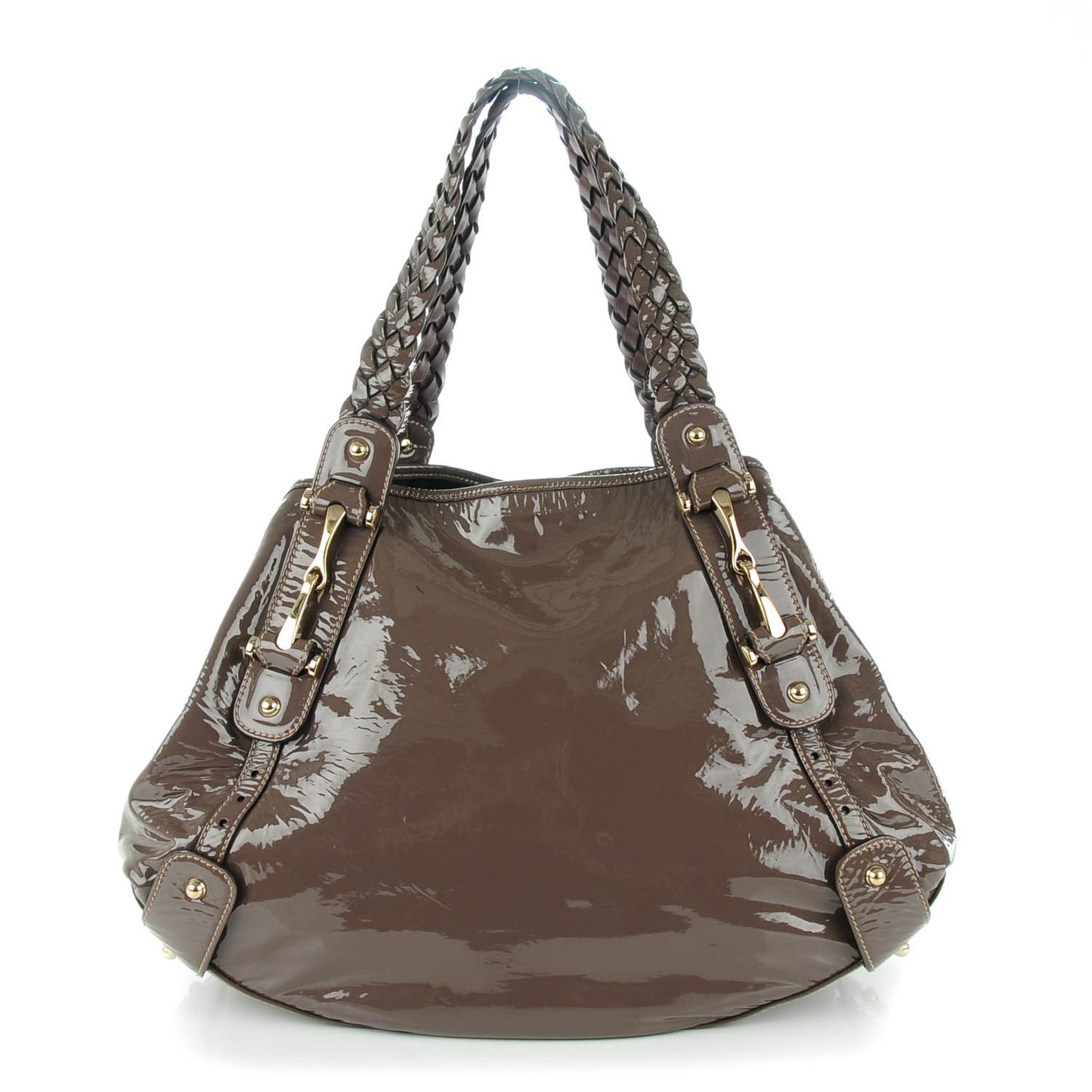 Patent Medium Pelham Shoulder Bag Taupe