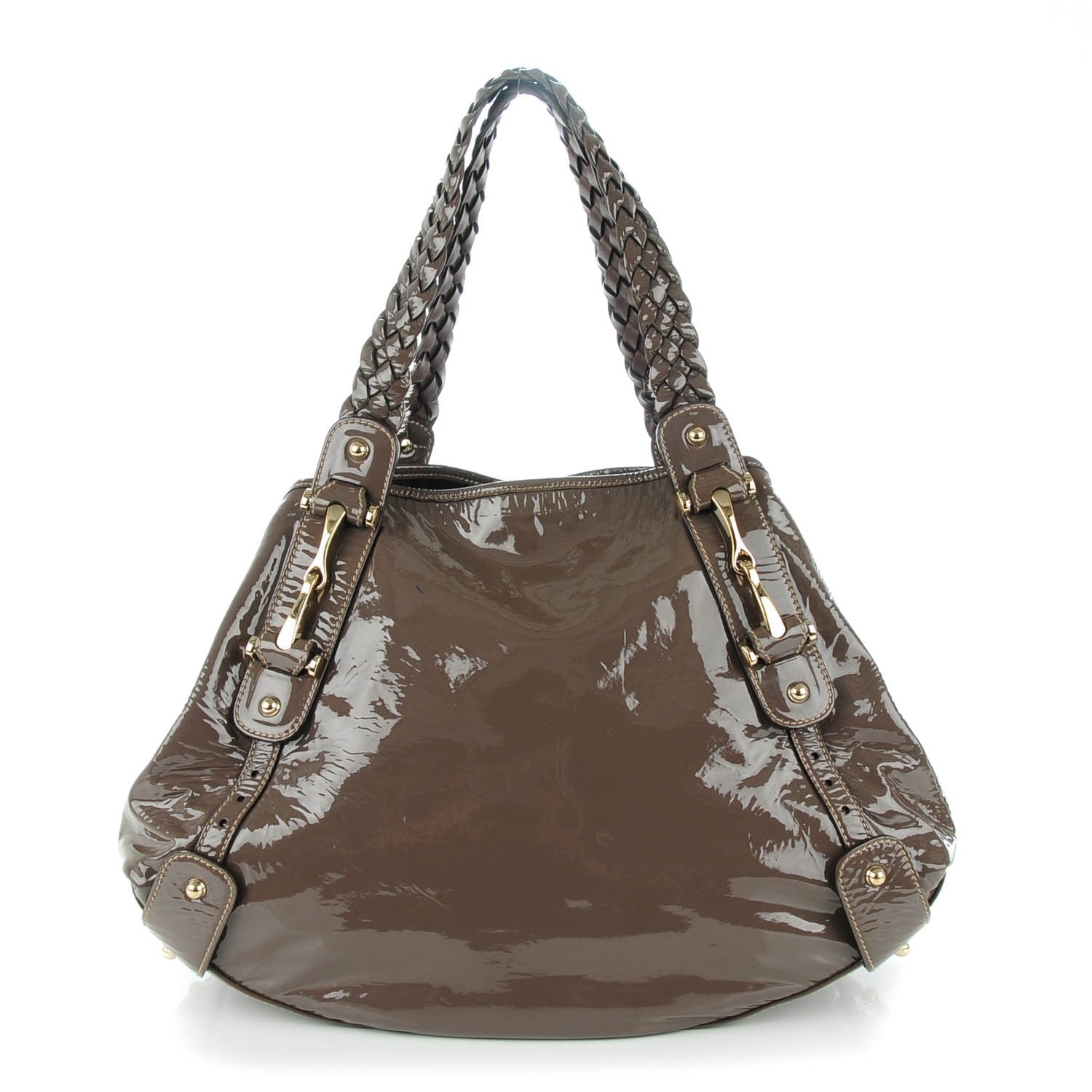 Gucci Patent Medium Pelham Shoulder Bag Taupe 1 of 7