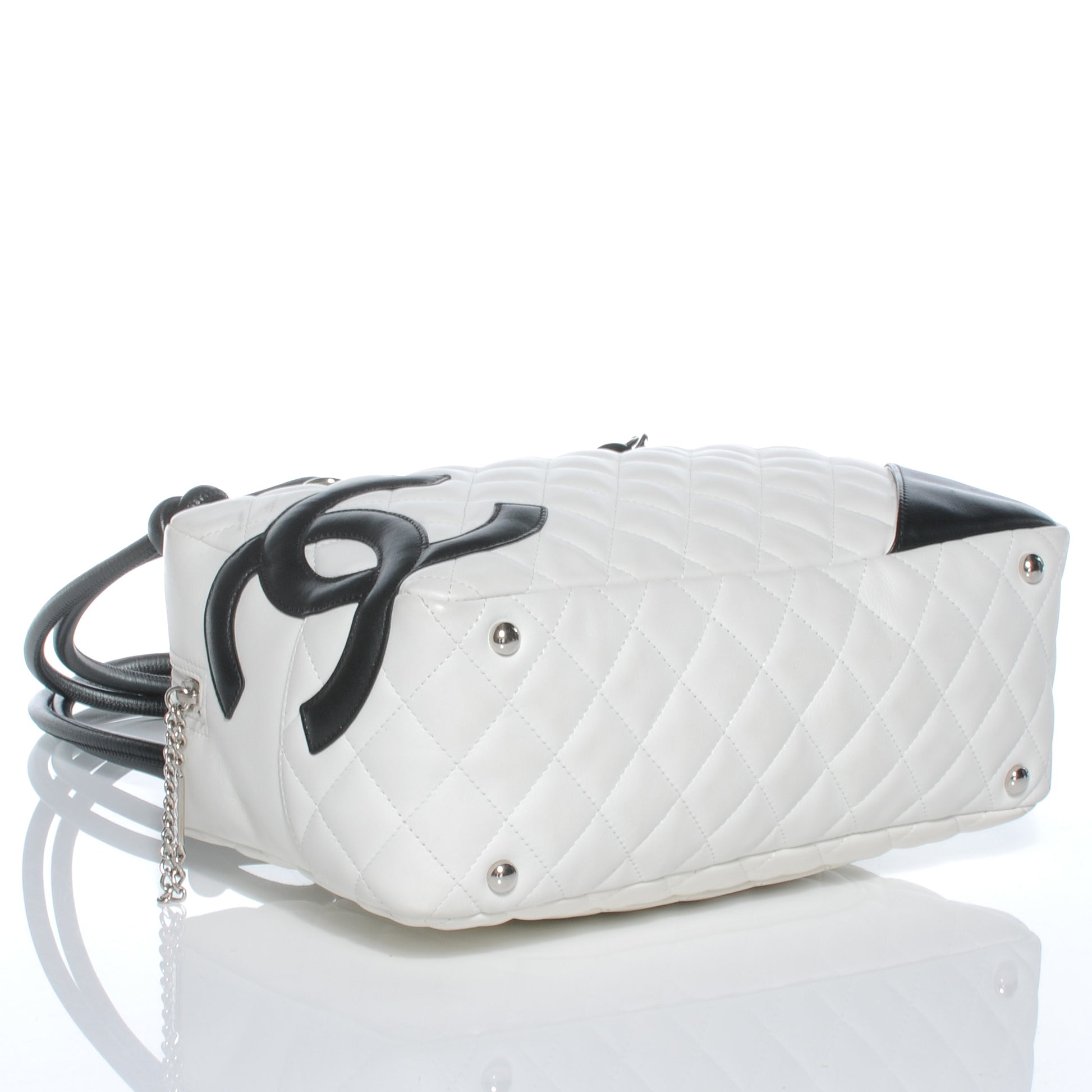 Chanel Calfskin Quilted Large Cambon Bowler White Black 4 of 7