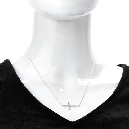 Tiffany Sterling Silver Paloma Picasso Hammered Sideways Cross Pendant Necklace 2 of 5