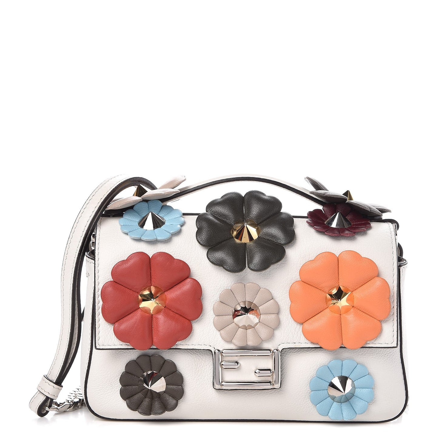Vitello Dolce Nappa Flowerland Micro Double Baguette White Ice Multicolor