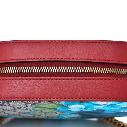 Gucci GG Supreme Monogram Blooms Mini Chain Shoulder Bag Beige Blue Navy Hibiscus Red 7 of 10