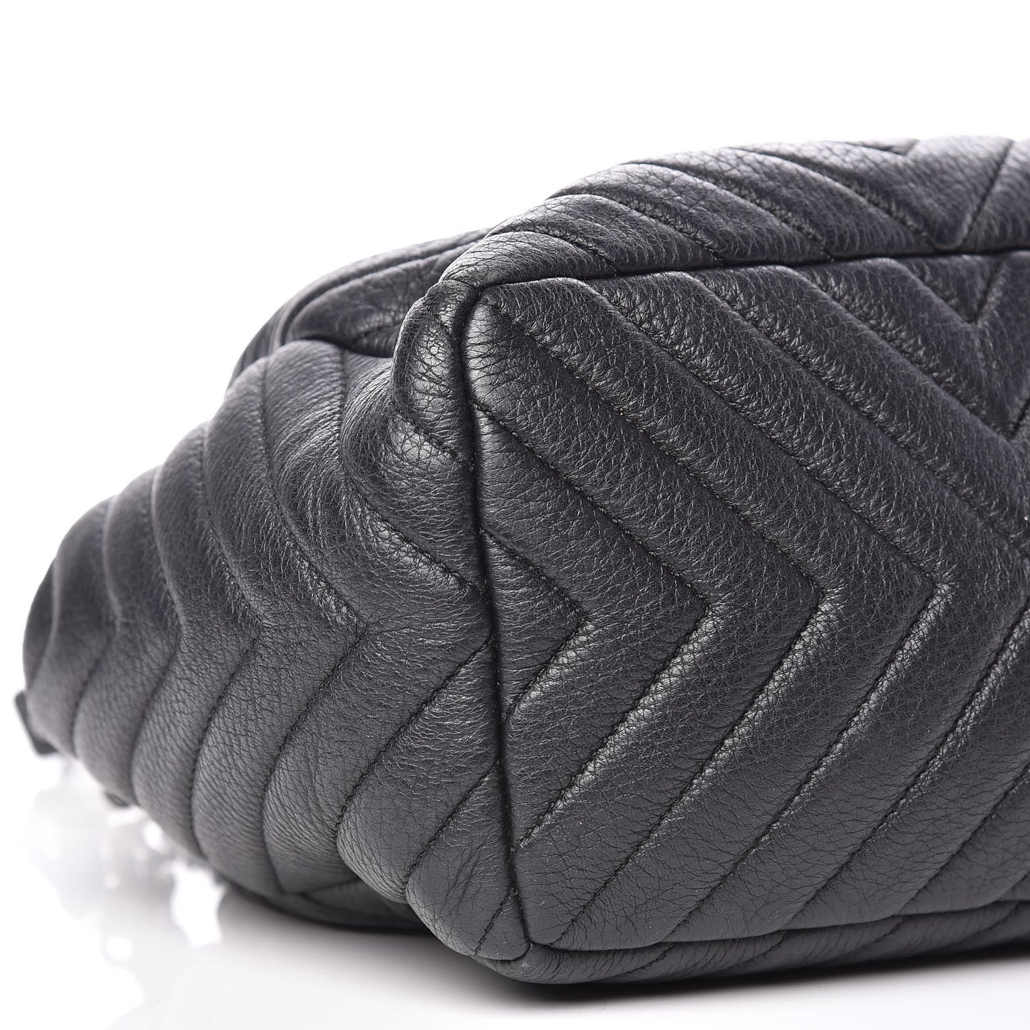Deerskin Chevron Small CC Chain Bucket Drawstring Bag Black
