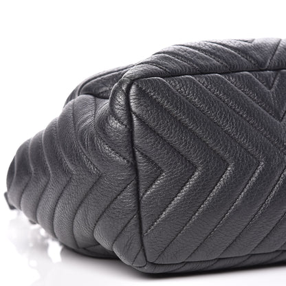 Chanel Deerskin Chevron Small CC Chain Bucket Drawstring Bag Black 8 of 9