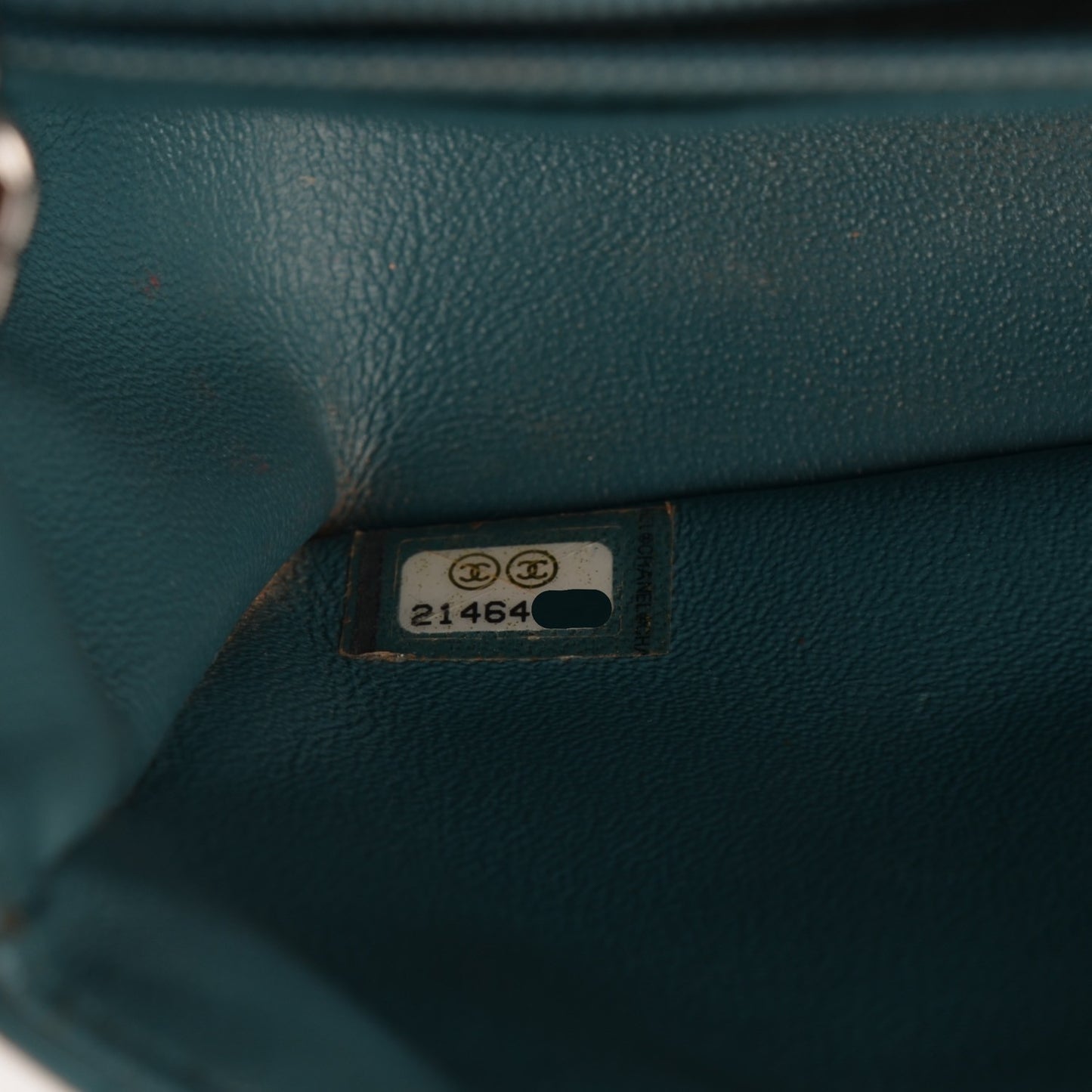 Patent Calfskin Quilted Mini Rectangular Flap Turquoise