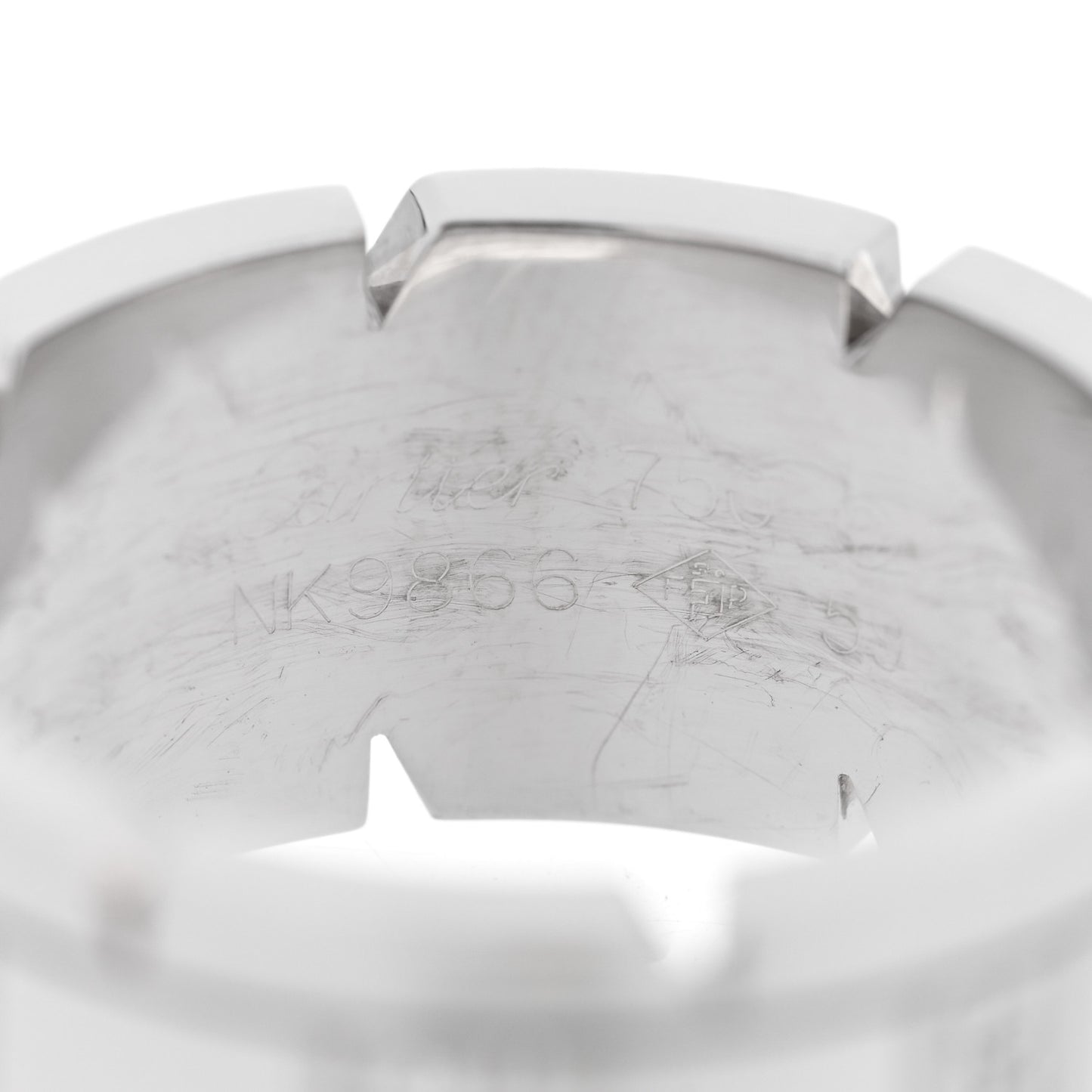 18K White Gold Diamond 11mm Tank Francaise Ring 59 8.75