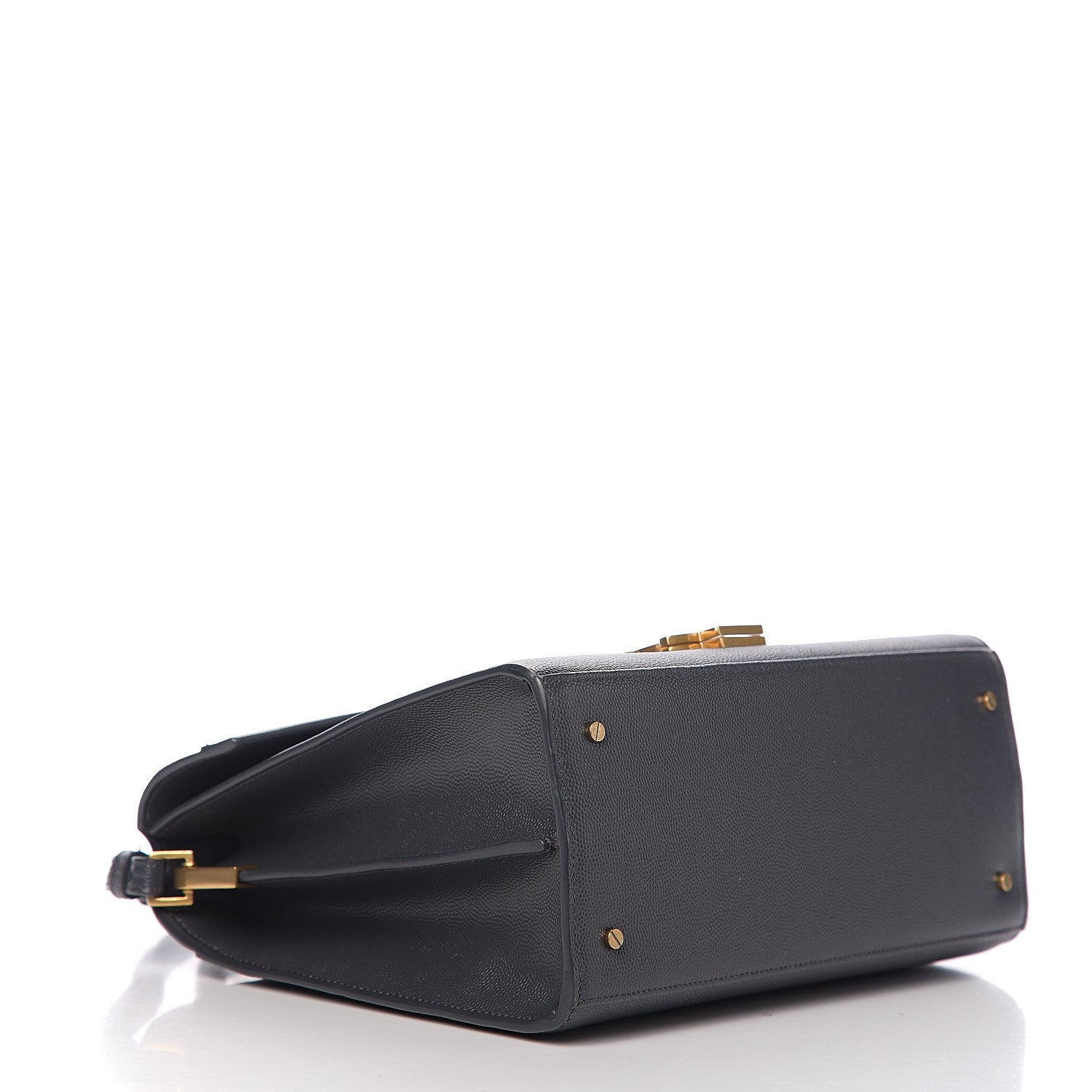 Saint Laurent Grain de Poudre Medium Classic Monogram Cassandra Top Handle Dark Smog 3 of 11