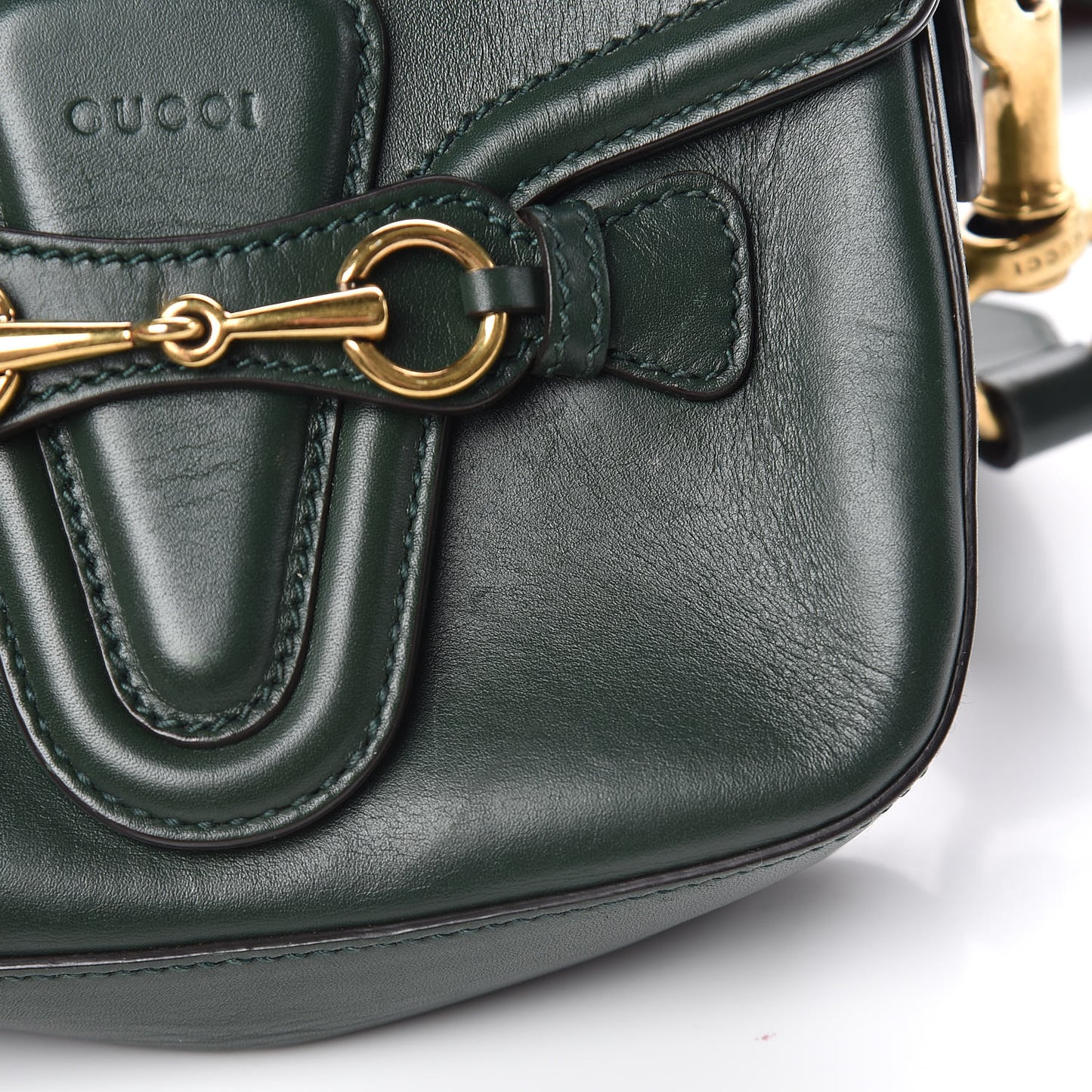 Calfskin Small Lady Web Shoulder Bag Green