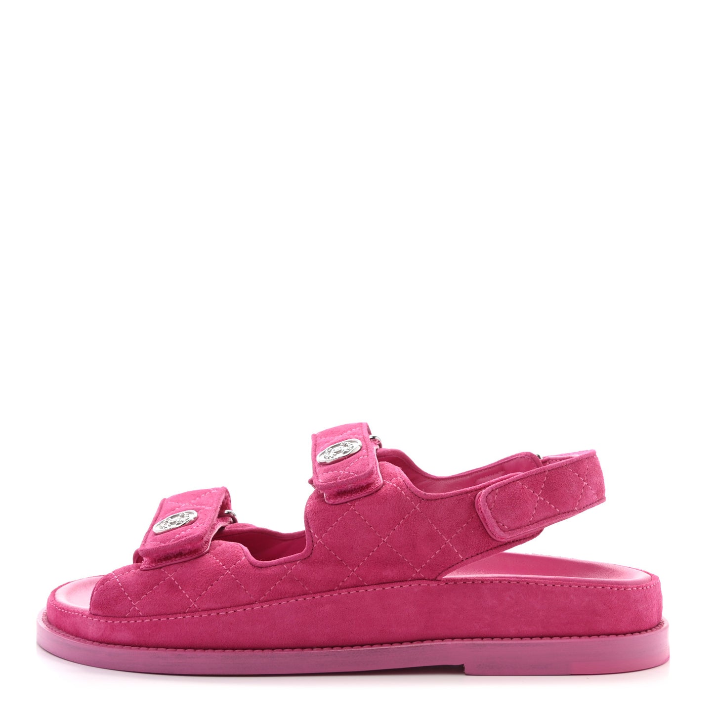 Suede Calfskin Velcro Dad Sandals 38 Pink