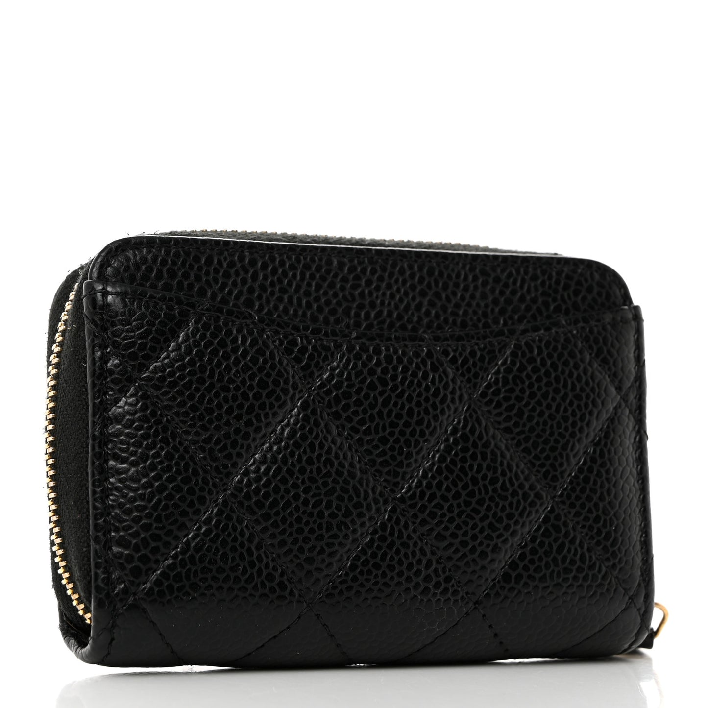 Caviar Quilted Classic Zipped Coin Purse Black