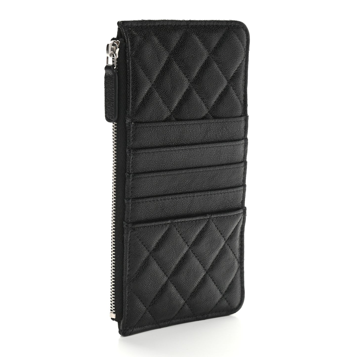Caviar Quilted Boy Flat Wallet Pouch Black