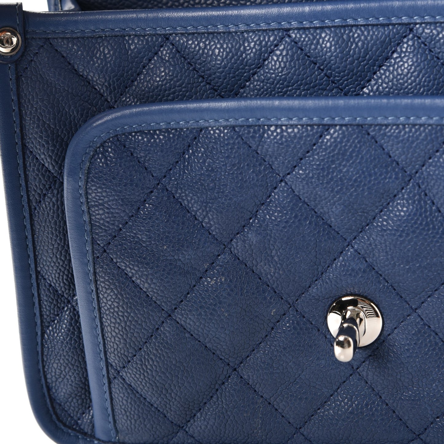 Caviar Quilted Mini French Riviera Flap Blue
