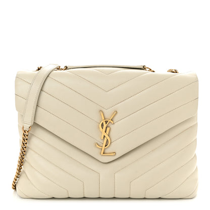 Saint Laurent Calfskin Y Quilted Monogram Medium Loulou Chain Satchel Crema Soft 1 of 21