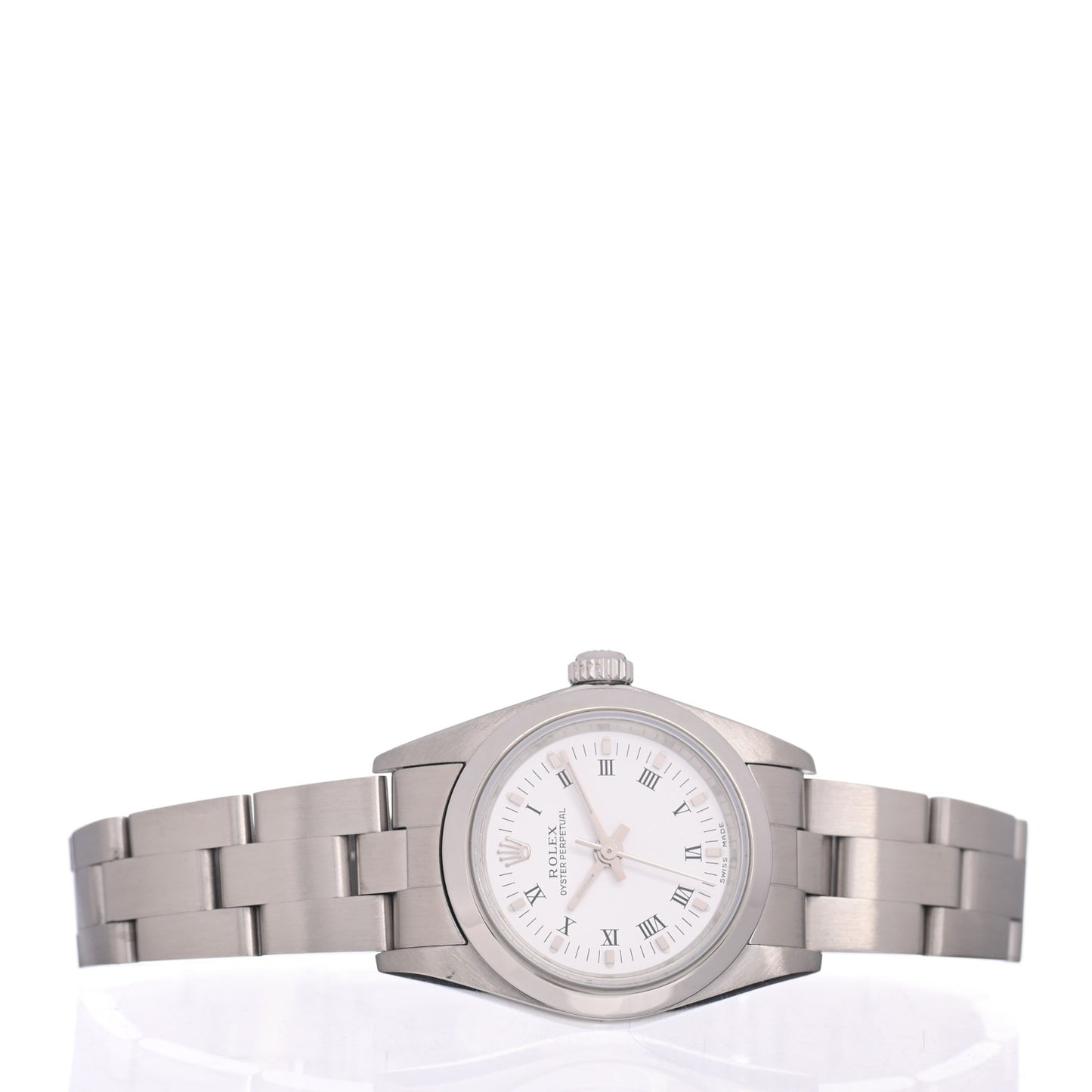 Stainless Steel 24mm Oyster Perpetual Watch White Roman 76080