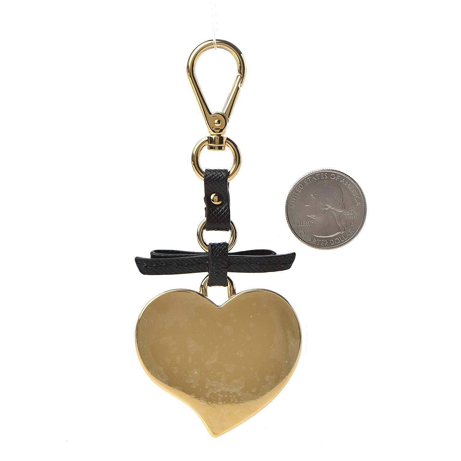 Prada Saffiano Heart Keychain Charm Black 2 of 4