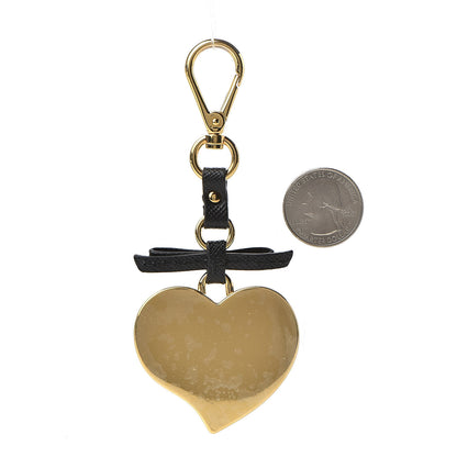 Prada Saffiano Heart Keychain Charm Black 2 of 4