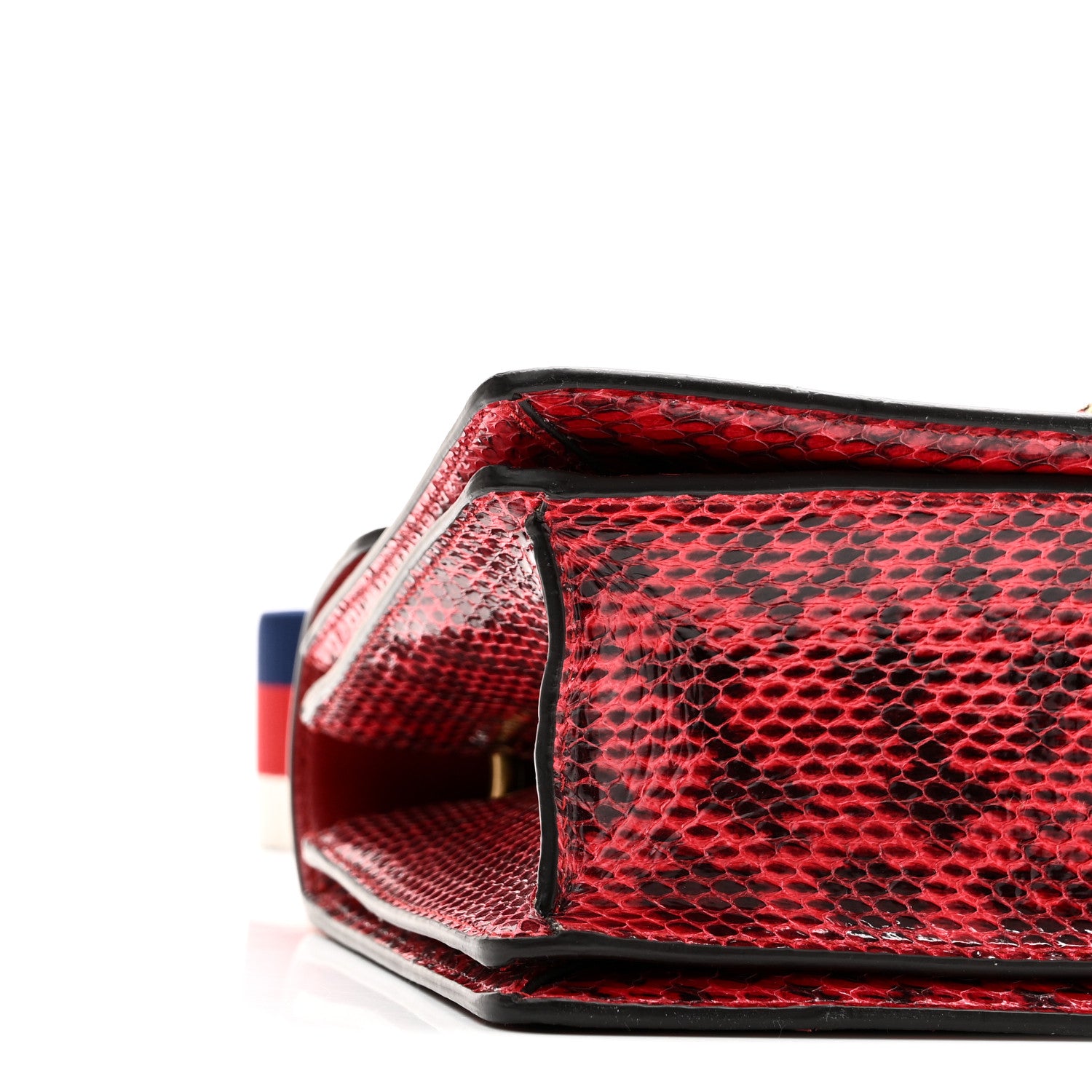 Gucci Snakeskin Sylvie Web Small Queen Margaret Top Handle Bag Red 9 of 10