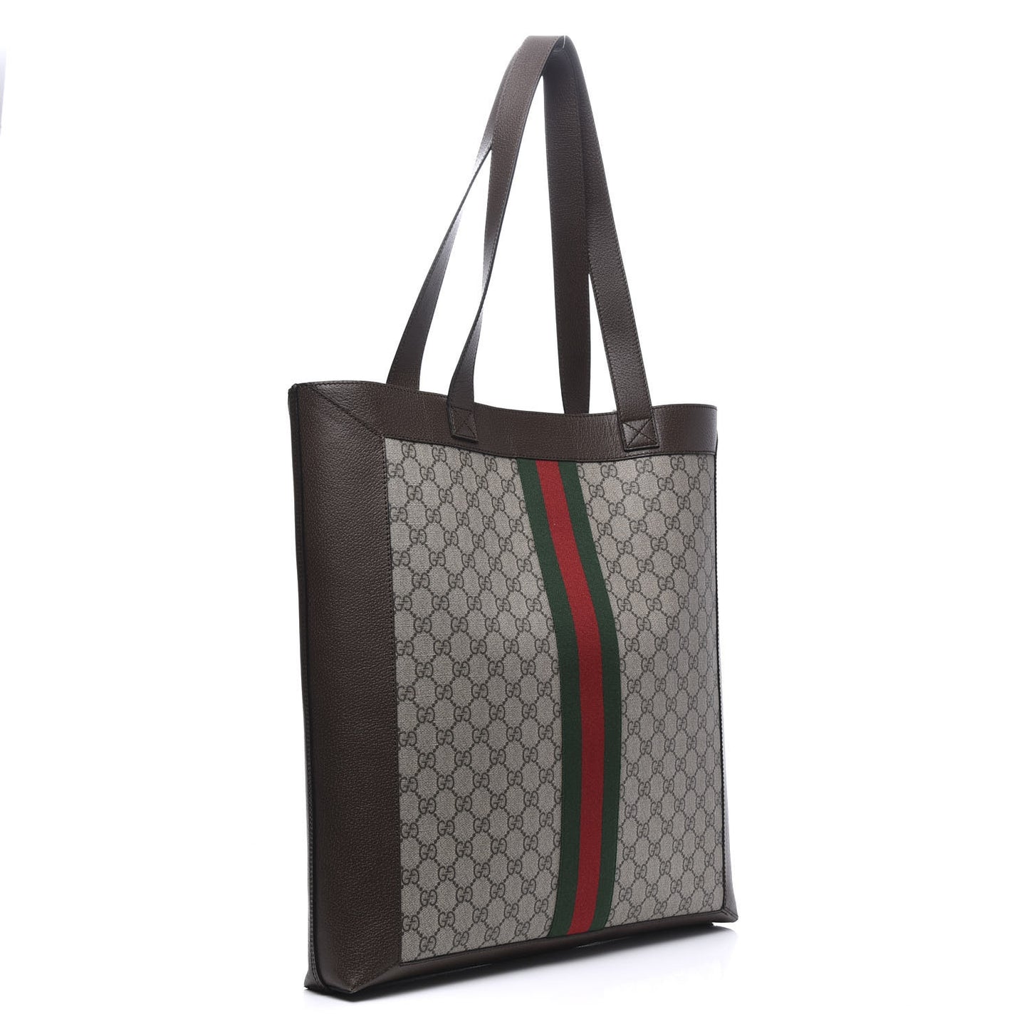 GG Supreme Monogram Web Large Ophidia Vertical Shopping Tote Brown
