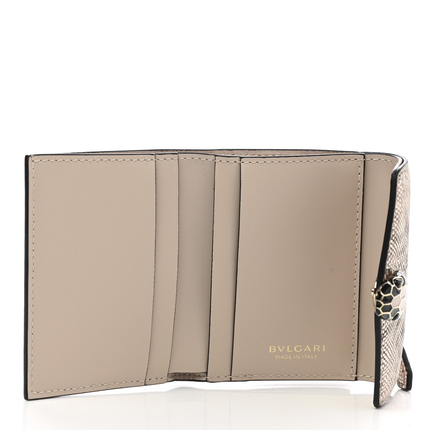 Bulgari Karung Calfskin Serpenti Forever Compact Wallet Beige 5 of 8