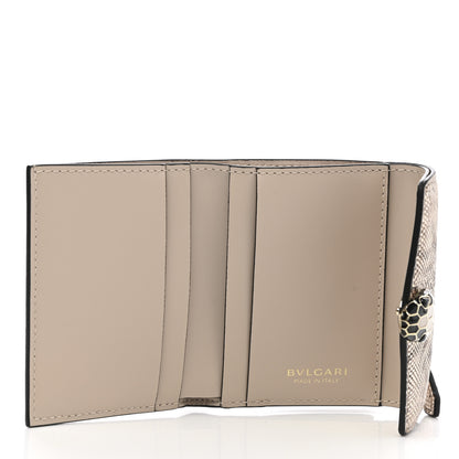 Bulgari Karung Calfskin Serpenti Forever Compact Wallet Beige 5 of 8