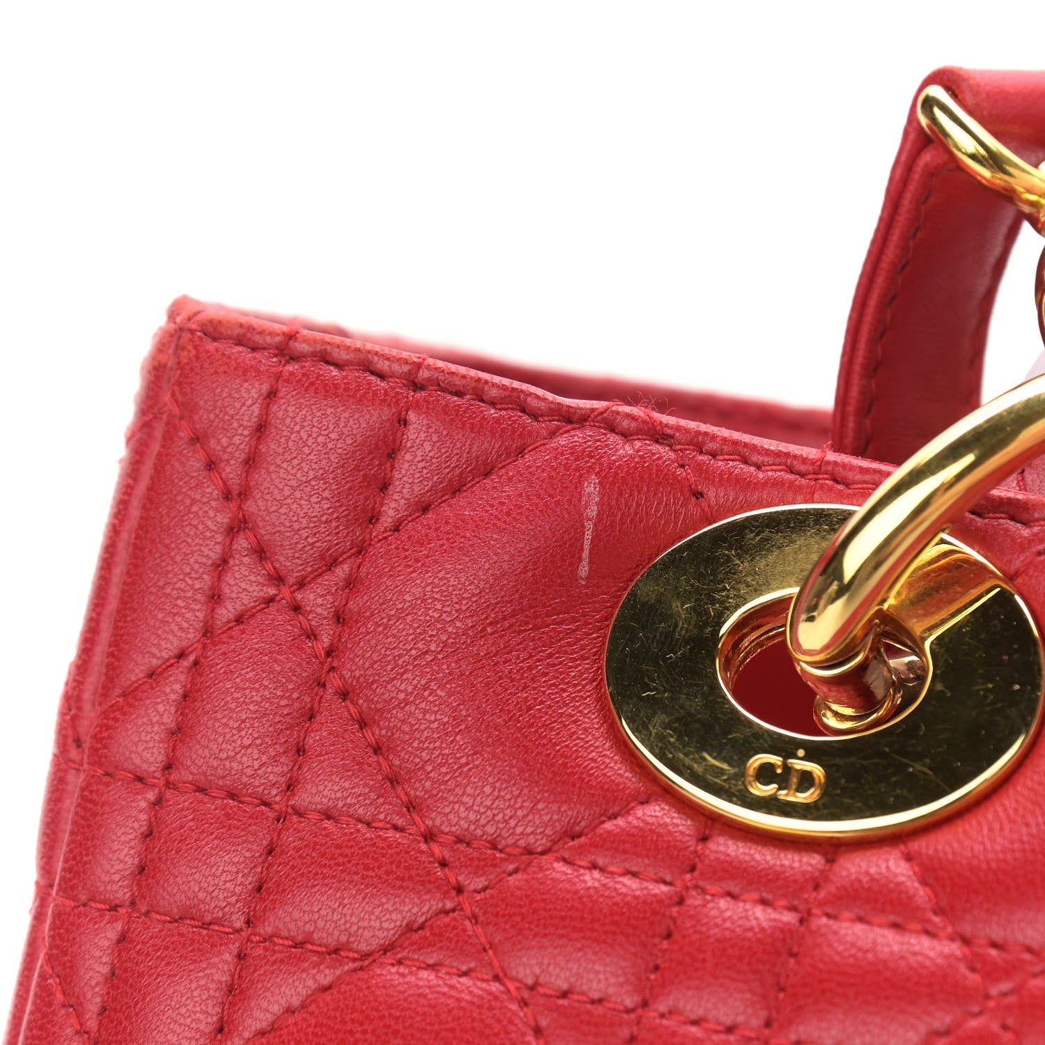Christian Dior Lambskin Cannage Medium Lady Dior Red 12 of 14