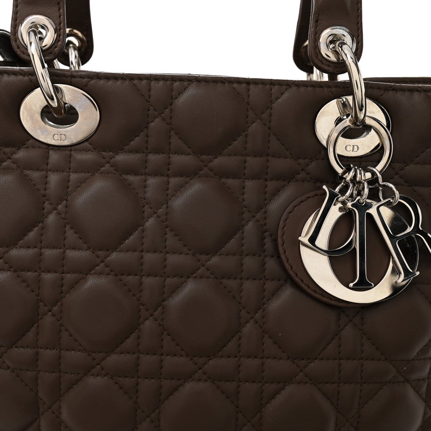 Christian Dior Lambskin Cannage Large Lady Dior Brown 8 of 11