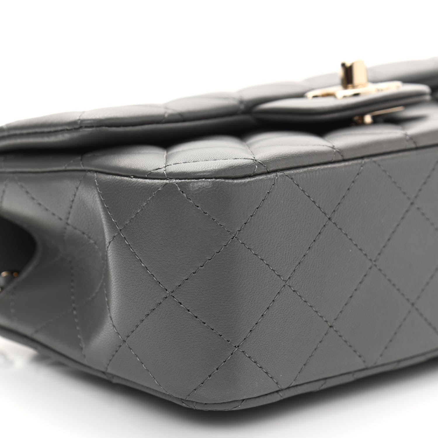 Chanel Lambskin Quilted Mini Top Handle Rectangular Flap Dark Grey 9 of 10