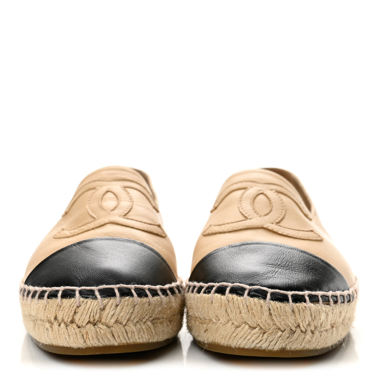 Chanel Lambskin CC Espadrilles 38 Beige Black 3 of 9