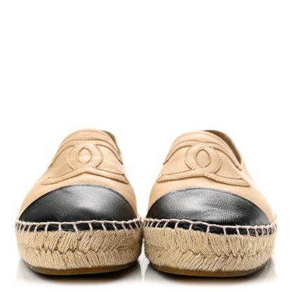 Chanel Lambskin CC Espadrilles 38 Beige Black 3 of 9