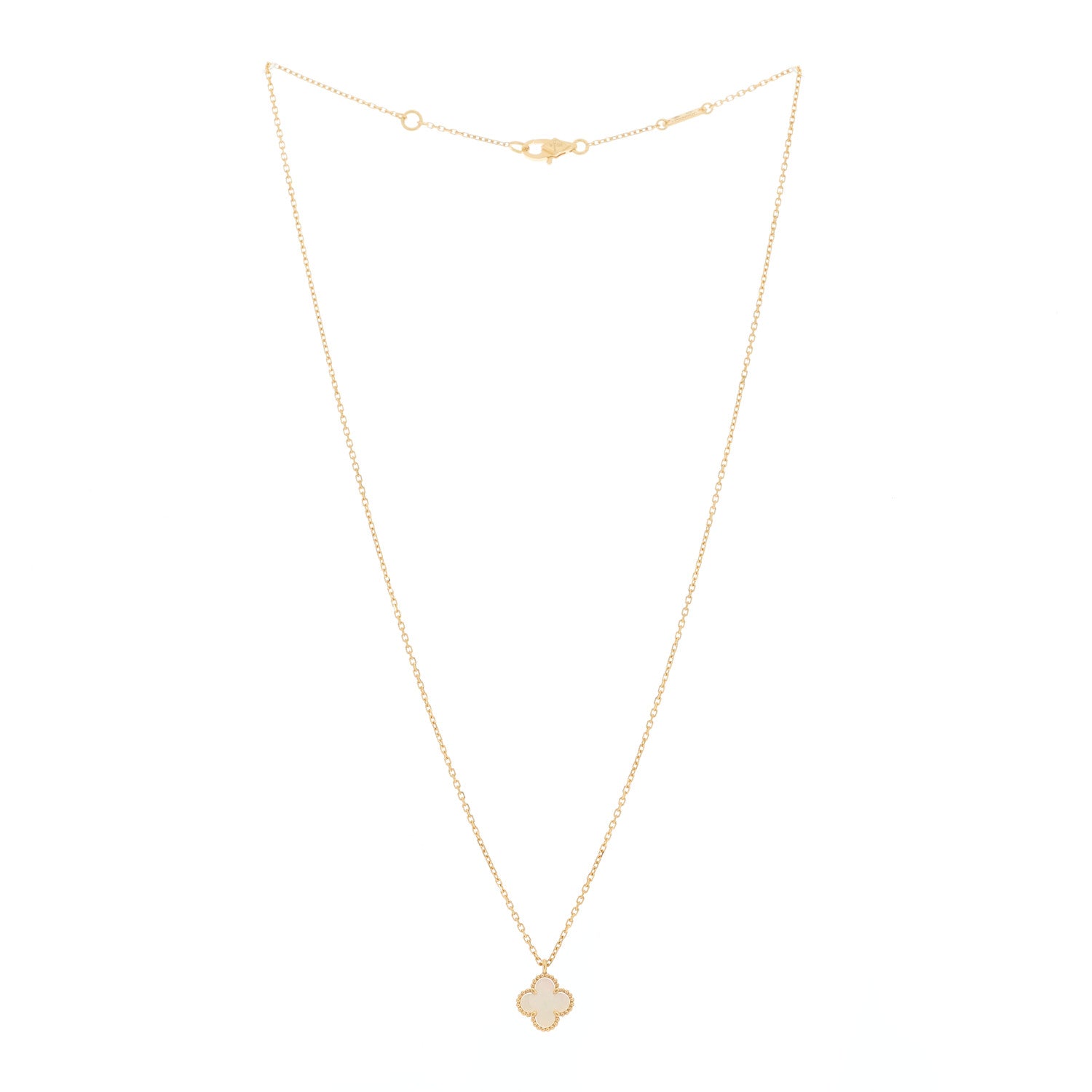 Van Cleef & Arpels 18K Yellow Gold Mother of Pearl Sweet Alhambra Pendant Necklace 3 of 6