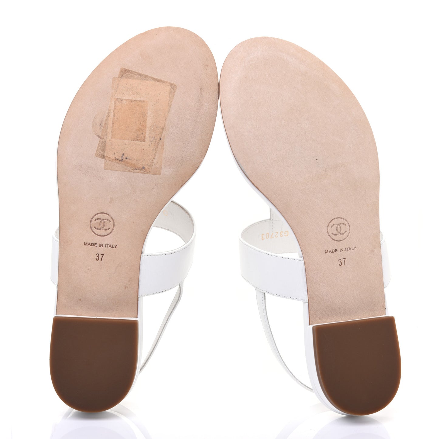 Lambskin CC Thong Sandals 37 White