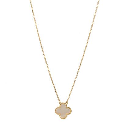 Van Cleef & Arpels 18K Yellow Gold Mother of Pearl Vintage Alhambra Pendant Necklace 1 of 7